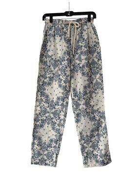 Overlover Blue White Floral Cotton Straight Slim Jogger Pant size Small/25"